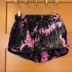 Pink acid wash shorts
